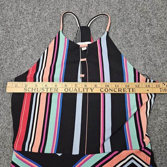 Candies Maxi Dress Sz Small Fit & Flare Chevron Striped Sleeveless Flowing Cinch - Picture 6 of 8